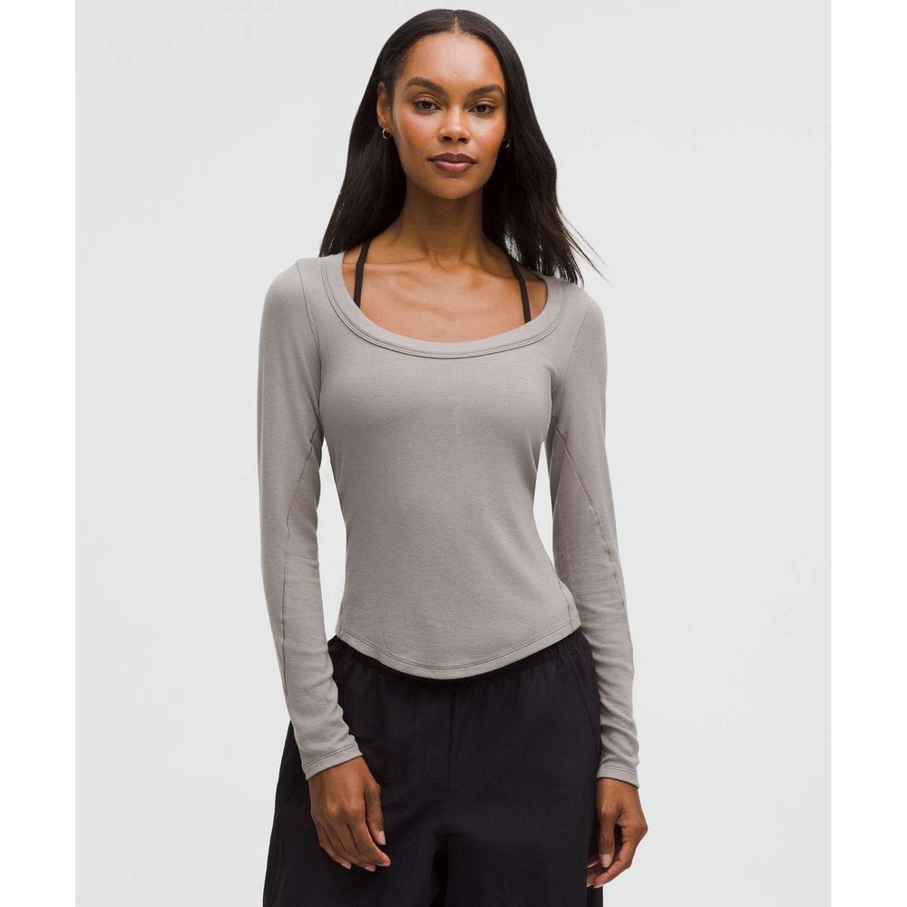 Lululemon Hold Tight Long Sleeve Shirt Black Size 14 Ash Gray